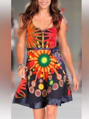 DESIGUAL Railey Sunburst Tank Dress Size Medium